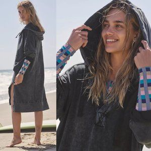 Free People Spur Of The Moment Solid Hoodie Oversized Soft Comfy Gray Black Med